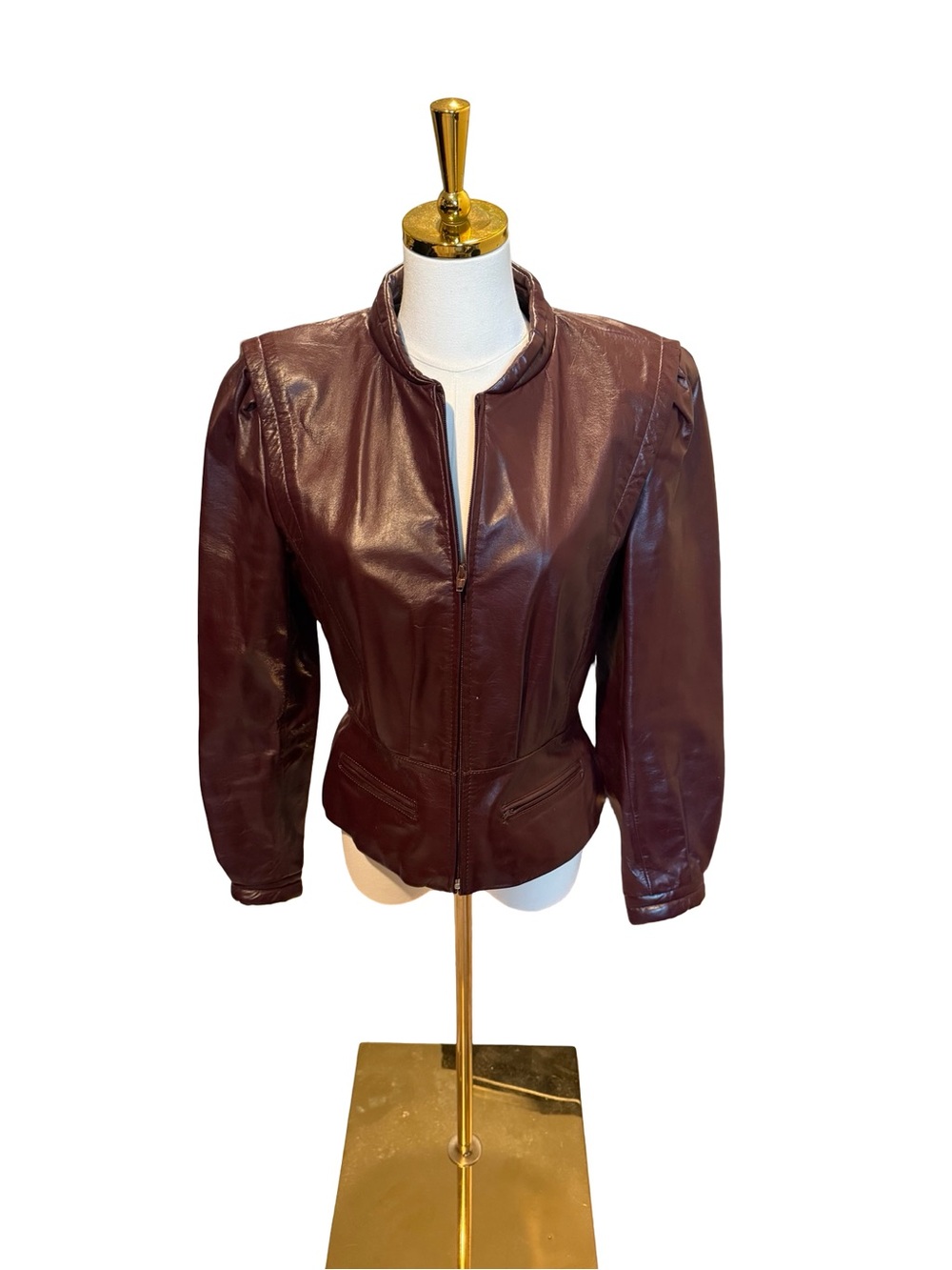 Vintage Berman's Women’s Burgundy Leather Zip-Front Jacket